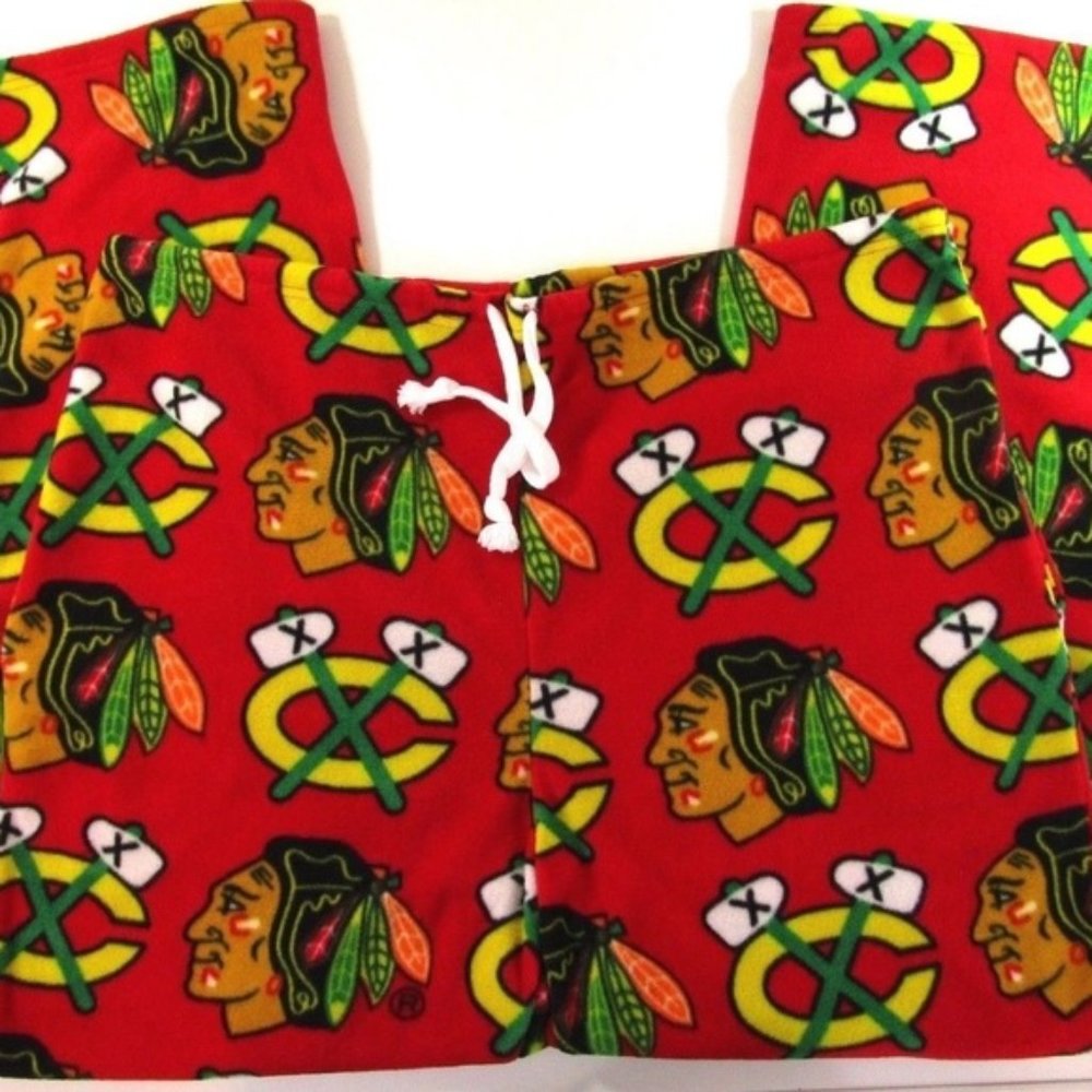 NWT Chicago Blackhawk Hockey NHL soft cozy fleece PJ's pants adult sz S NEW